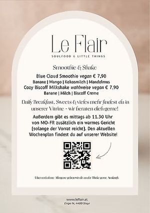 Smoothies/Shakes and daily breakfast at Le Flair in Steyr