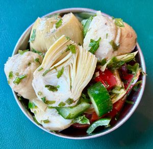 Artichoke salad  at Ewaan in Dubai