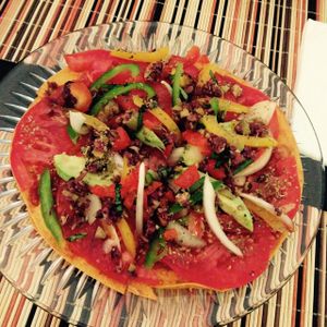 Their Personal Pan Pizza (90% raw)! at Rawtopian Bliss Cafe in Columbia