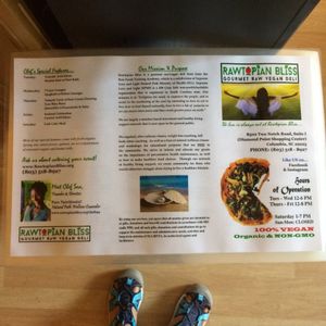 menu 1 at Rawtopian Bliss Cafe in Columbia