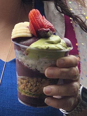Acai with pistachio cream added at Oakberry Acai Rose Bay in Rose Bay