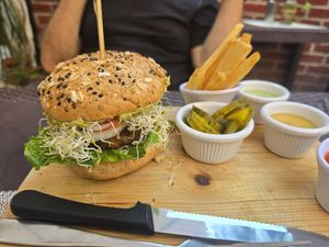 Beyond burger at The Wellness Patio in Puerto Vallarta