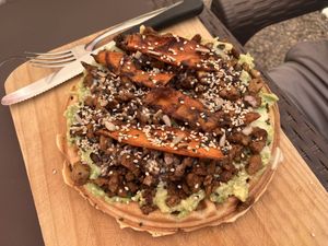 Savory wafflees  at The Wellness Patio in Puerto Vallarta