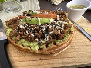 Waffle de Avocado  at The Wellness Patio in Puerto Vallarta
