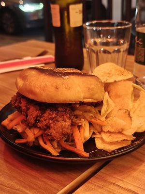 Kimchi burger (part of vegan burger festival) at Namu in Bogota
