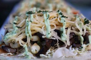Veggie Tacos w/Corn Black Bean Salsa and Avocado Cream Sauce at St Felix Sin City in Las Vegas