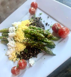 Garlic Asparagus w/Black Lentils Seasonal Special at St Felix Sin City in Las Vegas