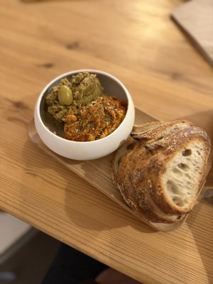 Tomatoes hummus and olive tapenade   at La Dévoreuse in Pays De La Loire