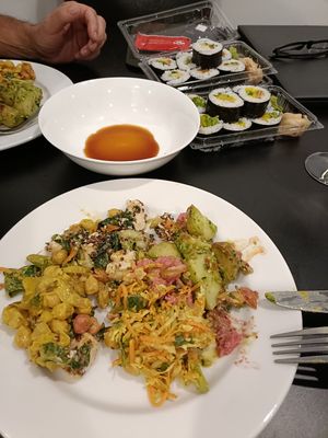 4 Revive salads with a plant based sushi...yummo at Revive Cafe - Wyndham St in Auckland