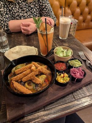 Vegan fajitas at Hickory's Smokehouse Sheffield in England