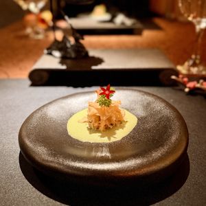 Mushrooms with cucumber sauce   at BODAI Vegetarian NYC in New York City