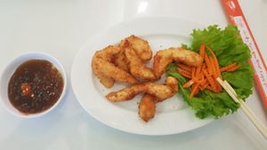 Chacha vegan peppery shrimps at Phi Van in Thuan An