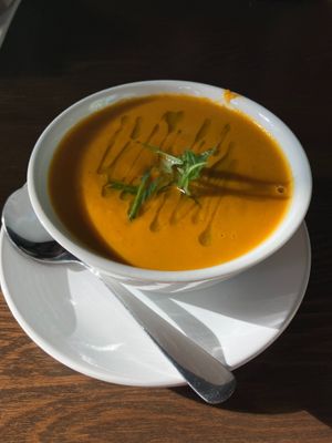 Coconut Carrot Ginger Soup (the Soup of the Moment) at Dreamstate Cafe in Minneapolis