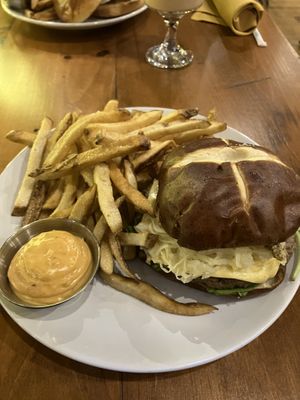 Brat Burger (Burger of the Moment)  at Dreamstate Cafe in Minneapolis