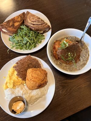 Four Parter, Sweet Potato Biscuits & Gravy, and Corned Beeff  at Dreamstate Cafe in Minneapolis