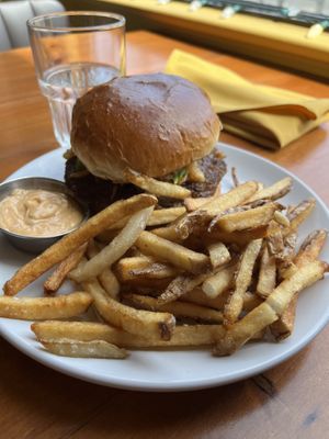 Burger of the day  at Dreamstate Cafe in Minneapolis