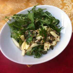 vegana salad with apple, seeds, and a nice light dressing  at Ben D'Iddio in Pisa