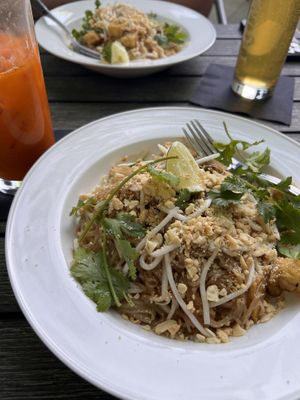 Tofu Pad Thai and Thai Iced Tea with Coconut Milkk  at Thai Pepper in Ashland