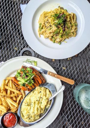 Lentil loaf and carbonara at The Steer in Buffalo