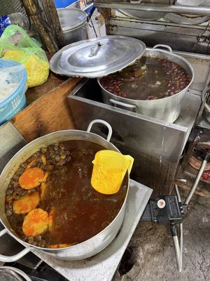 Cooking vegan soup   at Cơm Tấm Sườn Bì Chả Chay in Thanh Pho Ho Chi Minh