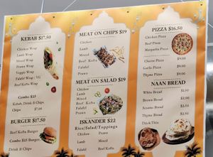 Menu Nov 2025 at Morteza Kebab and Bakery in Wellington Region