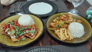 Don't remember the names... Some stir fried stuff. at Chifa La Familia Feliz in La Fortuna