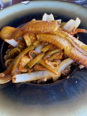 Tacu tacu with tofu  at Chifa La Familia Feliz in La Fortuna