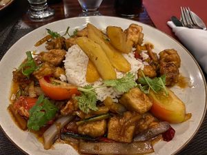 Tofu saltida  at Chifa La Familia Feliz in La Fortuna