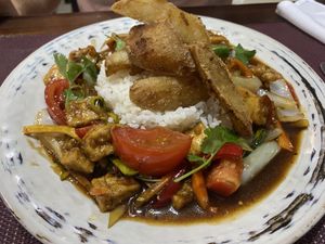 Fried rice with tofu and vegetables   at Chifa La Familia Feliz in La Fortuna