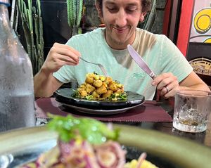 Yuca frita con quinoa, espectacular   at Chifa La Familia Feliz in La Fortuna