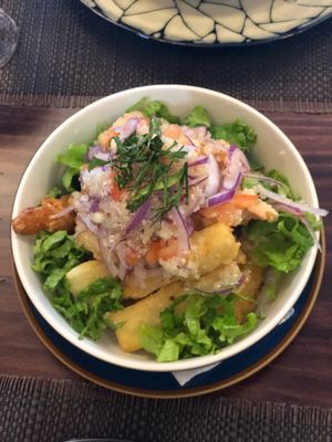 Fried yuccas at Chifa La Familia Feliz in La Fortuna