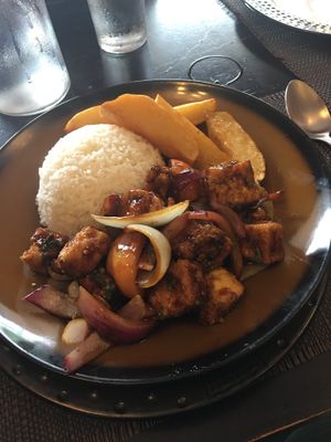 Tofu dish  at Chifa La Familia Feliz in La Fortuna