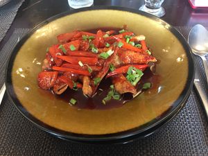 Kam Lu wonton (pineapple sweet and sour!) at Chifa La Familia Feliz in La Fortuna