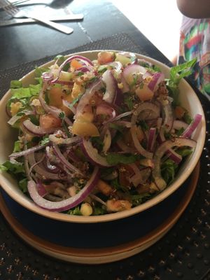 “Starter” it was gigantic!! Yucca fries under here somewhere!  at Chifa La Familia Feliz in La Fortuna