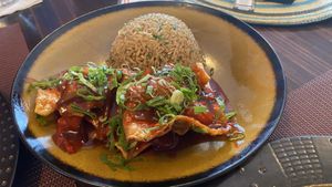 Vegetarian wan tan at Chifa La Familia Feliz in La Fortuna