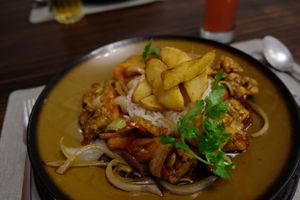 Vegetables, Rice, Fried Potatoes at Chifa La Familia Feliz in La Fortuna