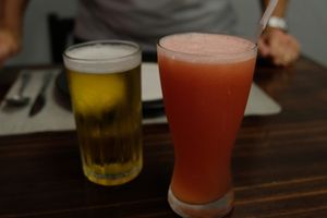 Beer and Smoothie at Chifa La Familia Feliz in La Fortuna