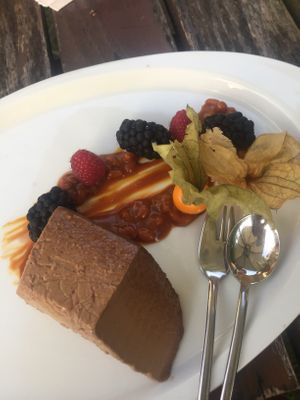 vegan coffee panna cotta with caramel at Strandgut in Bad Schandau