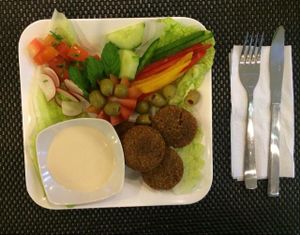 Falafel platter with Tahini dip at Falafel House in Kuta