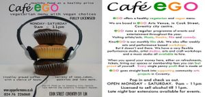 Cafe poster at Cafe EGO in Coventry