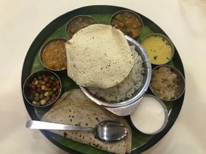 Vegetarian thali at Saravana Bhavan - Syed Alwi in Central Singapore