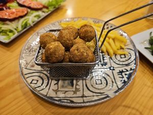 Falafel with chips. at Restaurante Trébol in Santiago De Compostela