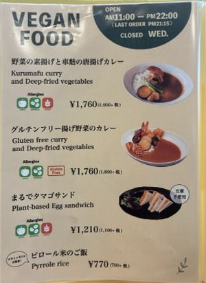 Mains menu at MERCY Vegan Ramen in Osaka