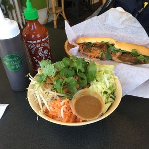 Noodles and sandwich  at Simply Banh Mi in Washington