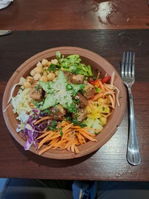 Yummy tofu buddha bowl! at The Rooftop in Tissamaharama