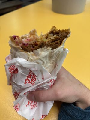 Vegan doner wrap  at Great British Doner in Manchester