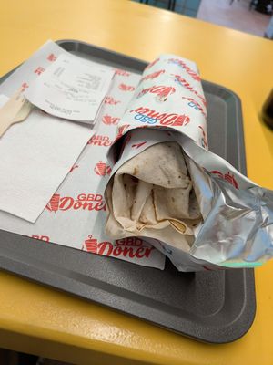 Vegan doner naan kebab at Great British Doner in Manchester
