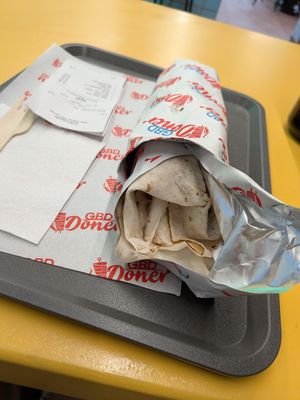 Vegan doner naan kebab at Great British Doner in Manchester