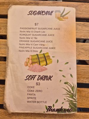 Drinks menu Jan 2026 at Banh Cuon Ba Oanh Marrickville in Marrickville