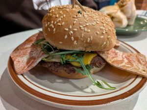 Egg burger w/ added bacon at Street Beet in Detroit